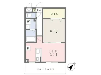 カリーノ杉水(1LDK/2階)の間取り写真