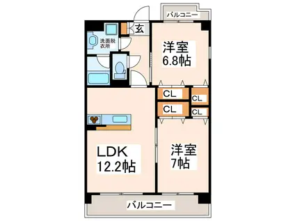 プロヴァンス池田(2LDK/2階)の間取り写真