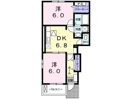 ラフレシールI(2DK/1階)の間取り写真
