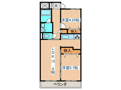 レアル多賀城(2LDK/2階)の間取り写真