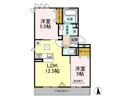 プランドール大高I(2LDK/1階)の間取り写真