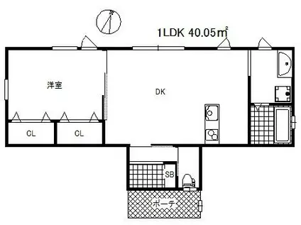 エクソニア北青木(1LDK/1階)の間取り写真
