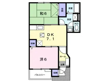 グラン・ソレイユ A(2DK/1階)の間取り写真