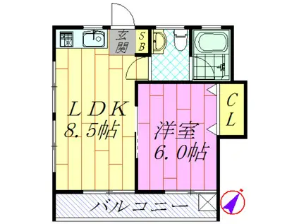クレール加納B(1LDK/1階)の間取り写真