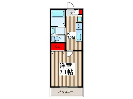 コンフィール浦和美園(ワンルーム/2階)の間取り写真