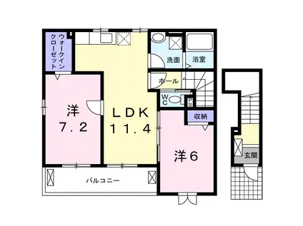 メゾンソレイユ(2LDK/2階)の間取り写真
