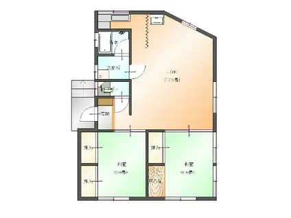 岡貸店舗(2LDK/2階)の間取り写真