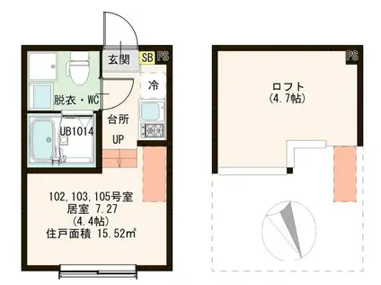 ハーモニーテラスお花茶屋(ワンルーム/1階)の間取り写真