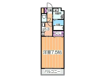 グランドゥール帆屋(1K/2階)の間取り写真