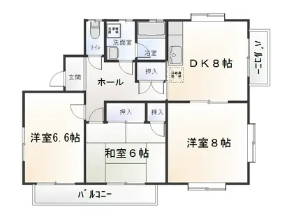 野口ビラ(3DK/1階)の間取り写真