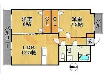 プロスペールS6(2LDK/5階)の間取り写真