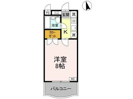 サンハイツ沖浜(1K/2階)の間取り写真