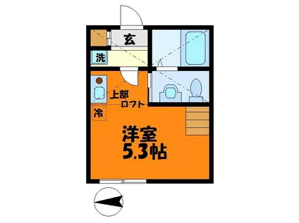 東急東横線 元住吉駅 徒歩8分 2階建 築13年(ワンルーム/2階)の間取り写真