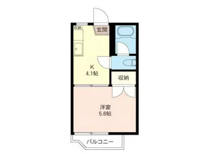 ハイツ麻生(1K/2階)の間取り写真