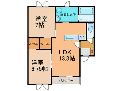 DOLCE AMOREII(2LDK/2階)の間取り写真