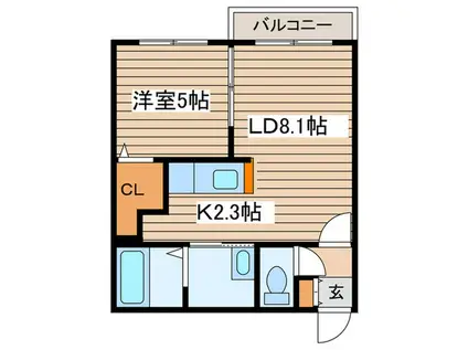 ROSE WOOD(1LDK/4階)の間取り写真