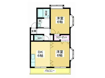 シュライン南宮(2DK/1階)の間取り写真