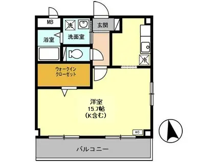 カーサビアンカ飾磨(ワンルーム/2階)の間取り写真