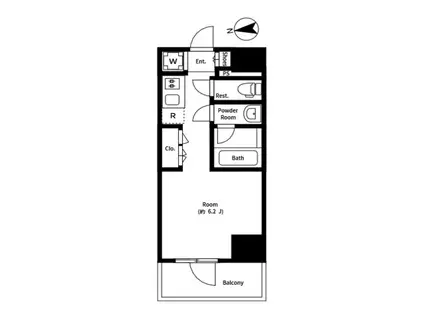 DIPS亀有駅前(1K/12階)の間取り写真