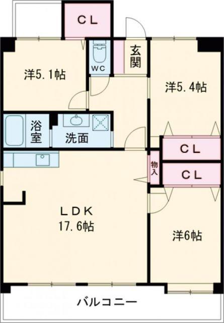 FLEUR光の森(3LDK/2階)の間取り写真