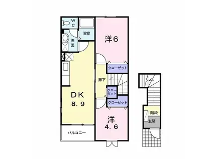 ピースフルウインド(2DK/2階)の間取り写真