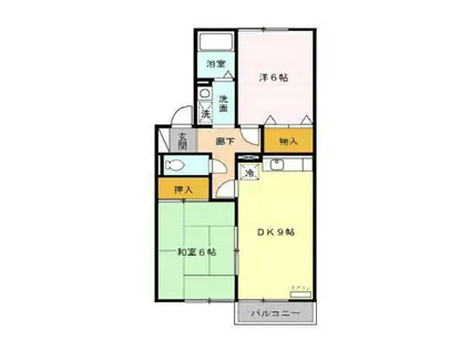 グランシャリオC棟(2DK/2階)の間取り写真