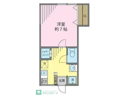 ハイネス梅丘(1K/1階)の間取り写真