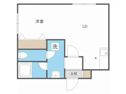 モスト豊平8・9(ワンルーム/2階)の間取り写真