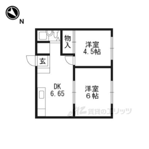 ハイツ山口(2DK/1階)の間取り写真