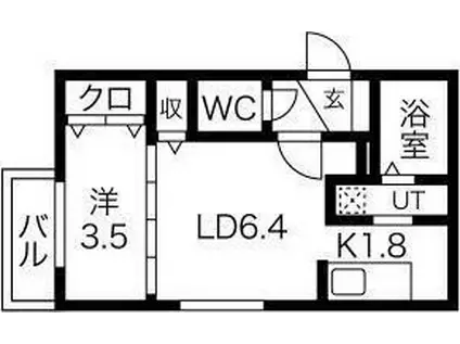RAFIO N26(1LDK/1階)の間取り写真