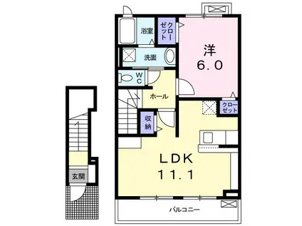 ヴィヴィッド・アヴェニ-ルII(1LDK/2階)の間取り写真