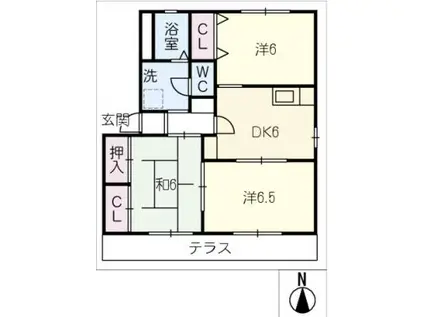 シャガールII(3DK/1階)の間取り写真
