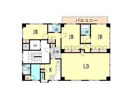 ベルモントマンション(3LDK/3階)の間取り写真