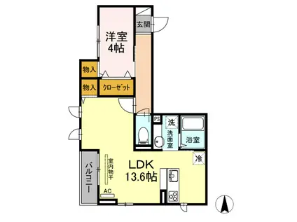 イーストナイン(1LDK/2階)の間取り写真