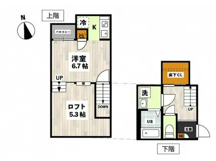 ADC法界院メリア(1K/1階)の間取り写真