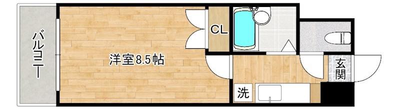 エフズ・フラッツ古船場(1K/9階)の間取り写真