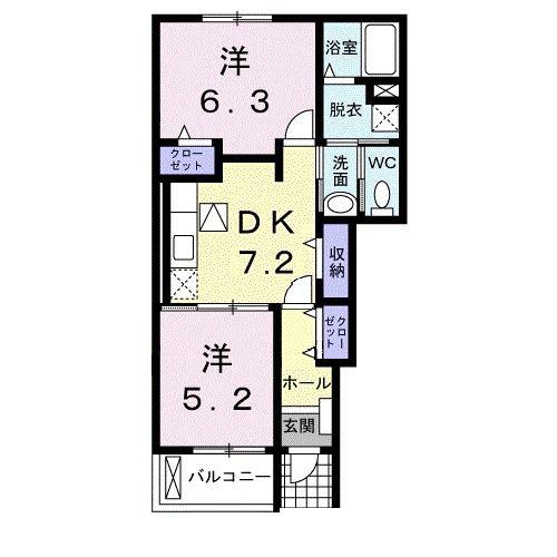 クレイン・ガーデンD(2DK/1階)の間取り写真