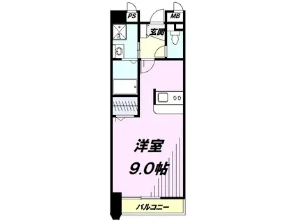 ベルクリーベ(ワンルーム/2階)の間取り写真