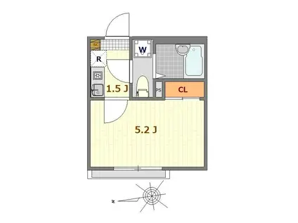 LUXカシオペア(1K/2階)の間取り写真