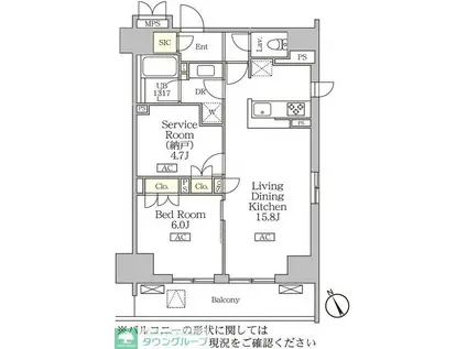 リーフシティ市川ザ・レジデンス(1SLDK/9階)の間取り写真