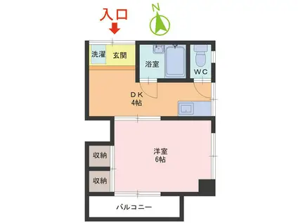 ボナール四ツ井(1DK/2階)の間取り写真