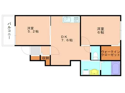 ルーチェI(2DK/1階)の間取り写真