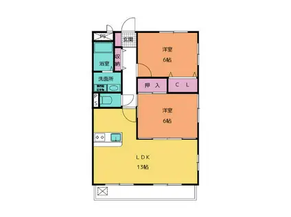 サンタムール21(2LDK/2階)の間取り写真