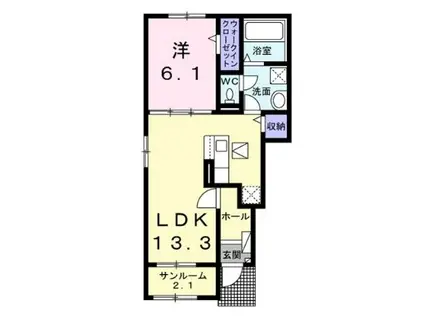 シオン伊部A(1LDK/1階)の間取り写真