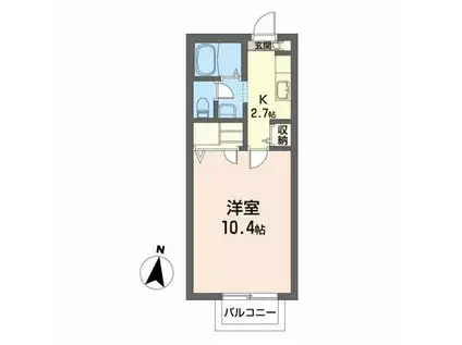 グリーン・テラス(1K/2階)の間取り写真