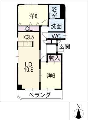 ベルメゾンA(2LDK/3階)の間取り写真