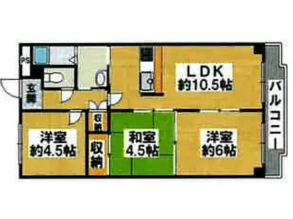 メゾン昆陽里(3LDK/1階)の間取り写真