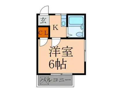 サンハイム城北(1K/2階)の間取り写真