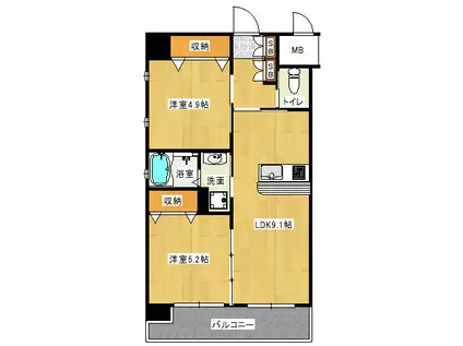 ラファセアリービオ博多(2LDK/8階)の間取り写真