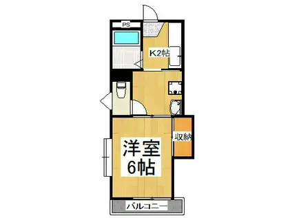 サンハイツ住吉(1K/2階)の間取り写真